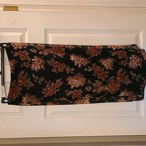 Long Black Floral Scarf